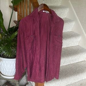 Vintage JAB Silk Burgundy Button-Up Shirt